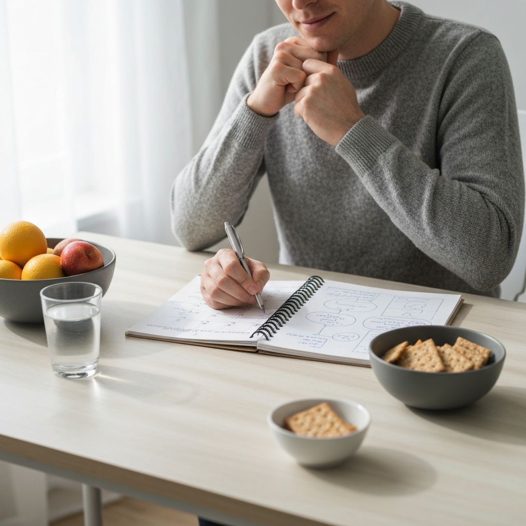 Osoba pravi odluke sa zapisima i organskim opcijama na stolu